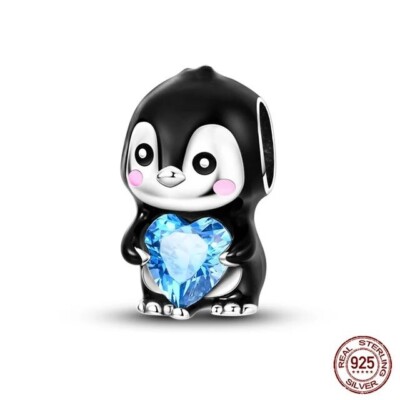 S925 Sterling Silver Cute Penguin Charm For Bracelets UK