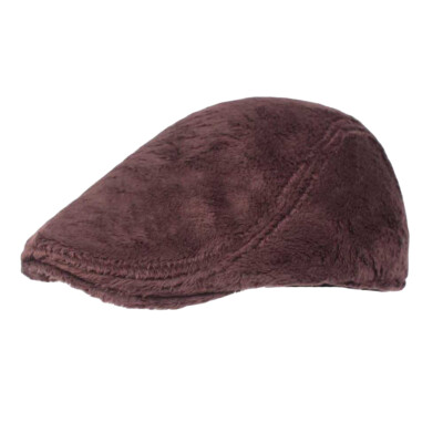 Herren Damen Winter Warm samt Berets Hut Volltonfarbe Golf Newsboy Kappe