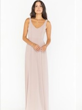 Show Me Your Mumu Jenn Maxi Dress in Tan Nude Color Size Small Bridesmaid Bridal