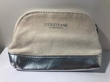 LOCCITANE BEIGE CANVAS AND SILVER FAUX LEATHE...