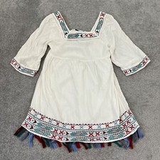 ROMEO + JULIET Dress Womens Medium White Embroidered Gauze Shift Square Neck NEW