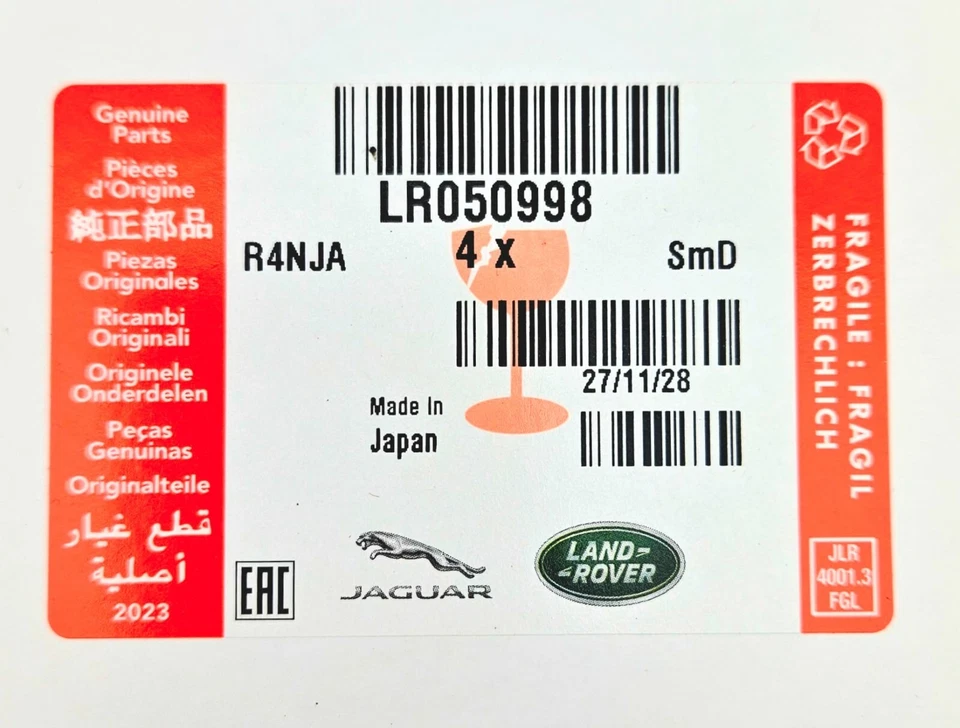 4X Velas de Ignição Land Rover Originais Defender, Discovery, Evoque, Velar - LR050998 - Imagem 2 de 4