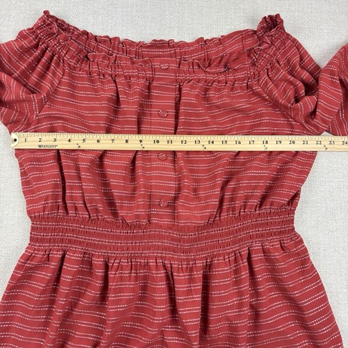 Lane Bryant Smocked Waist Blouse Red Size 18/20 Bohemian Off The Shoulder Peplum - Picture 14 of 19
