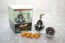 AVS Adjustable Black Fuel Pressure Regulator Meter Gauge Universal 