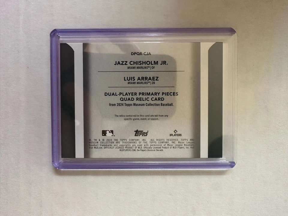 2024 Topps Museum Collection Jazz Chisholm/Luis Arraez Primary Quad Relic /25 - Image 2 of 2