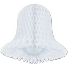 6 honeycomb bells paper decoration white 5" long