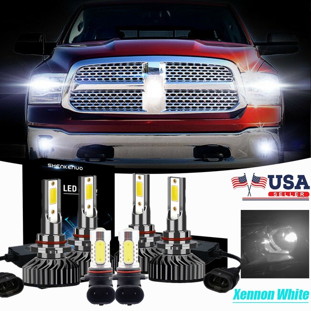 Xenon White LED Headlight+Fog Light Bulb for Ram 1500 2500 w/Projector