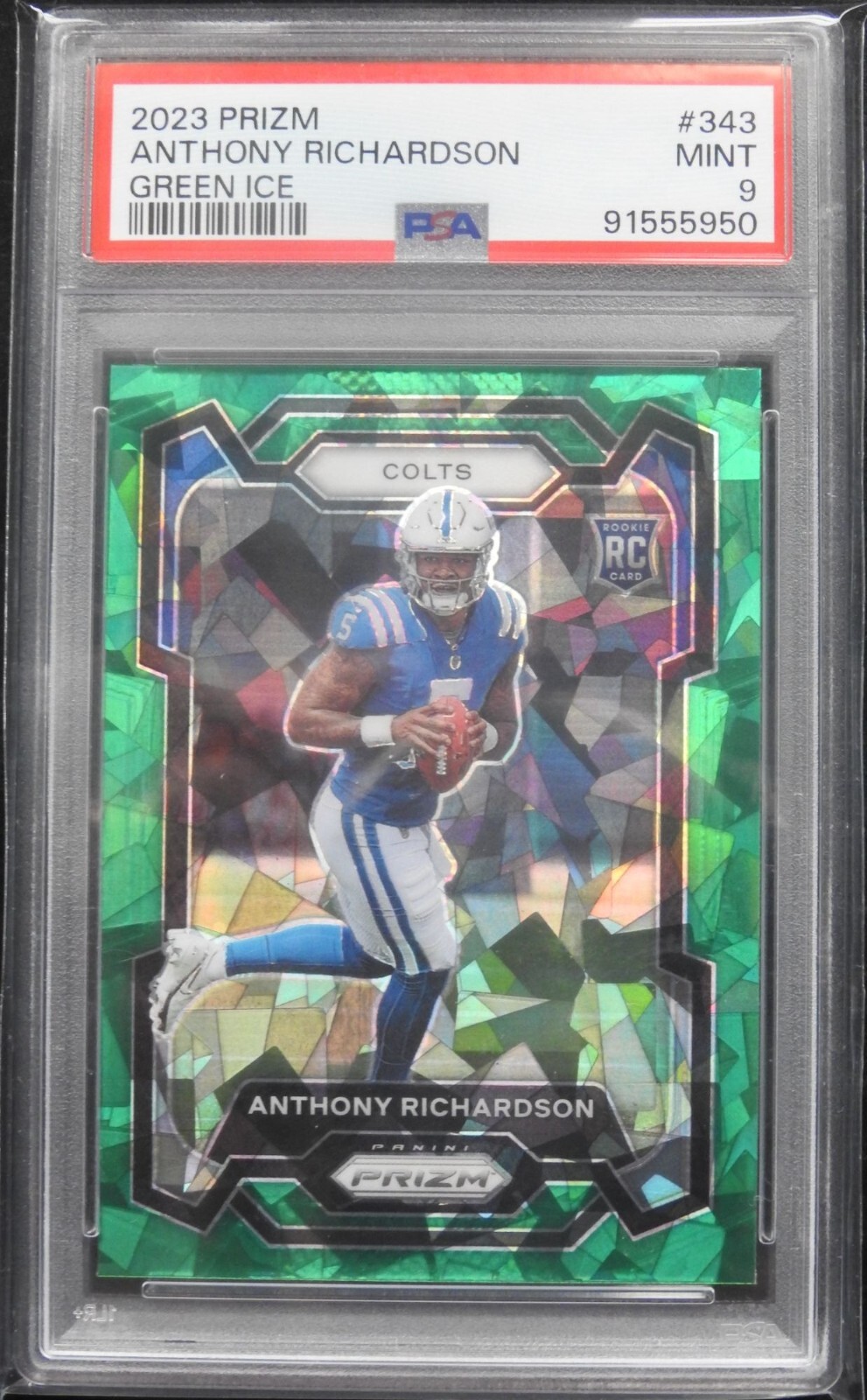 2023 Prizm Anthony Richardson Green Ice Rookie #343 RC PSA 9 Indianapolis Colts