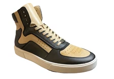 INC International Concepts Men High Top Sneakers Keanu Black/Tan Sz 10.5M