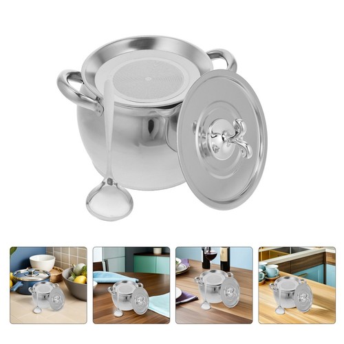 Pot Le Parfait Récipient à Graisse Veemoon 3L En Acier Inoxydable Avec Passoire - Filtre Et Stocke L'huile De Cuisson Pot Huile