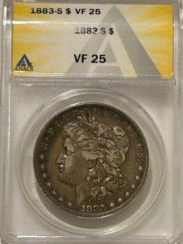 1883 S Morgan Silver Dollar ANACS VF25 Tough Date Morgan/Patina Toned
