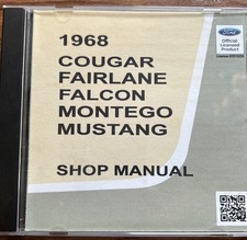 1968 Ford Shop Manual For Cougar Fairlane Falcon Montego And Mustang Cd