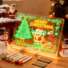 Led Note Board with Colors, Light Up Acrylic Message Board, Acrylic Dry Erase Bo