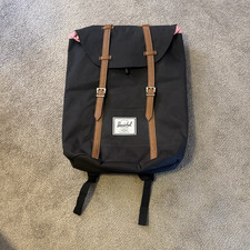Herschel Black Polyester Backpack w/ Brown St...