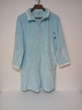 Miss Elaine Women  s Robe Housecoat Full Zip Plush Microfleece Blue Medium