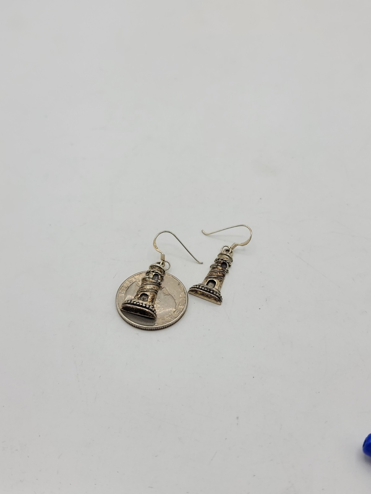 Sterling Silver Lighthouse Dangle Earrings 3D Nau… - image 11