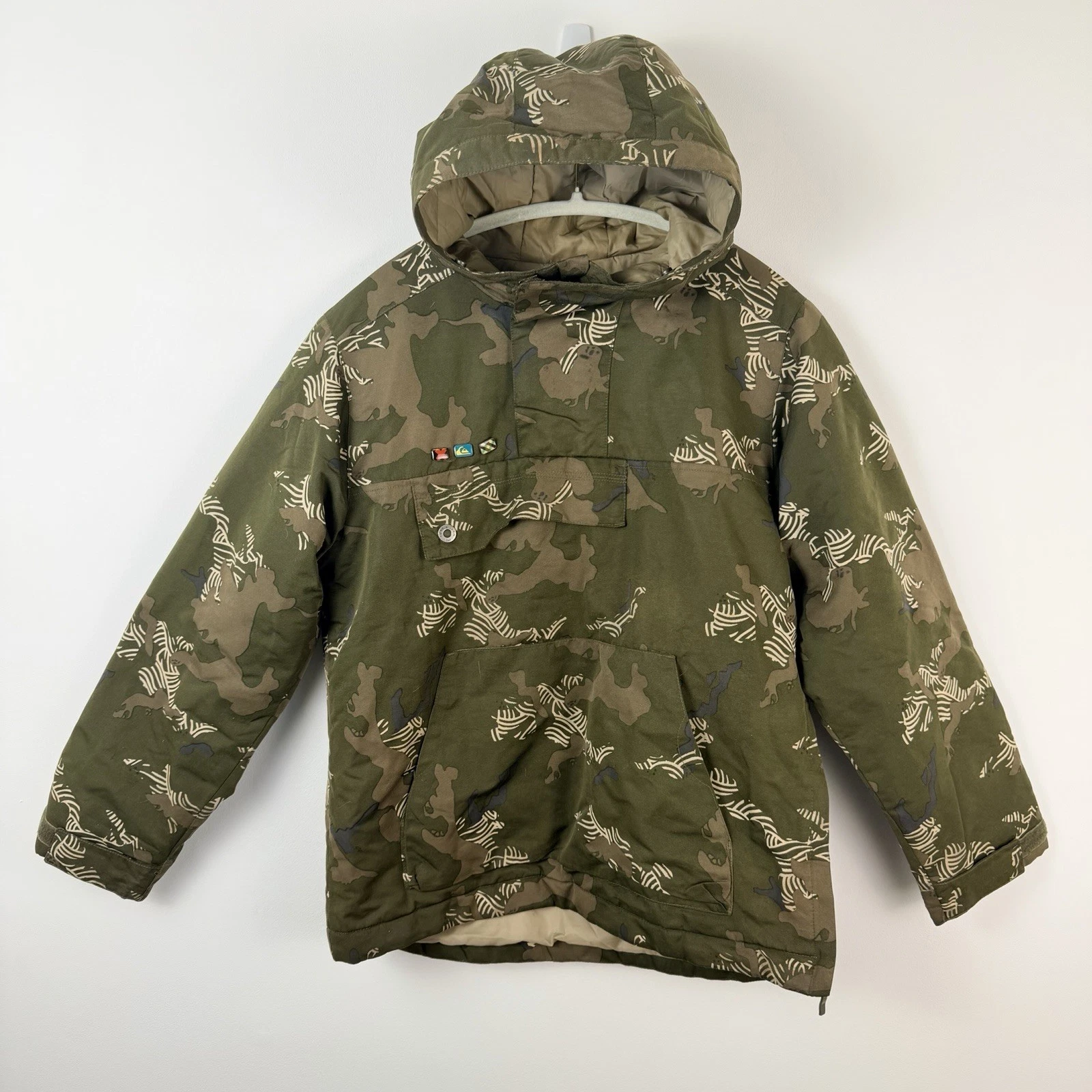 Quiksilver Anchorage Camo Ski Jacket Kids 14 Youth XL Snow Coat Hooded