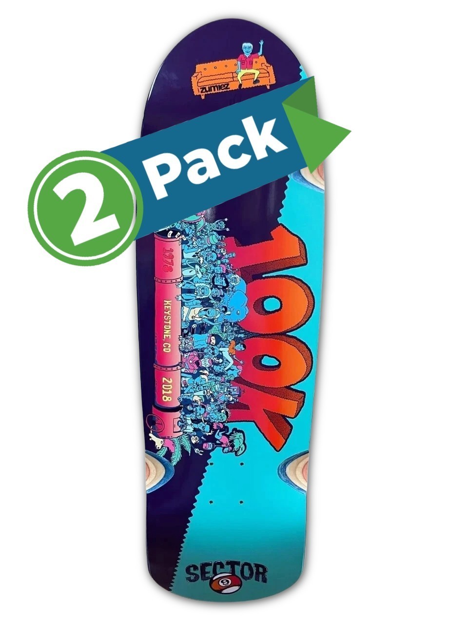 (2-Pack) Sector 9 Zumiez 2018 100K Old School Skateboard Dec