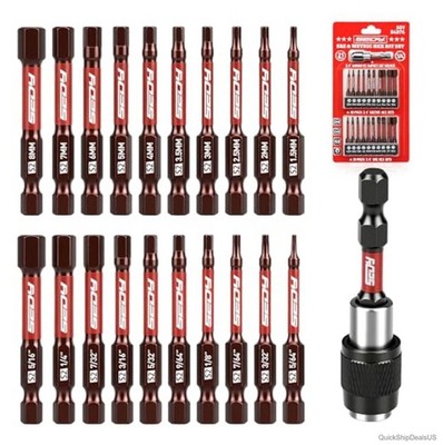 21 Piece Hex Allen Wrench Drill Bit Set S2 Steel 1/4 Inch Hex Shank SAE Metric
