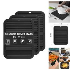 3pc Silicone Trivet Mats 9x12 Heat Resistant ...