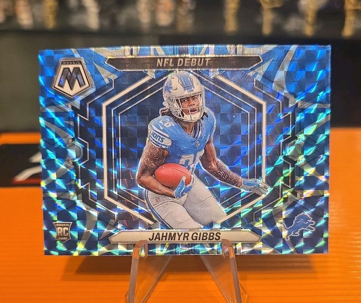 2023 Panini Mosaic NFL Debut Reactive Blue Prizm Jahmyr Gibbs #ND-10 Rookie RC