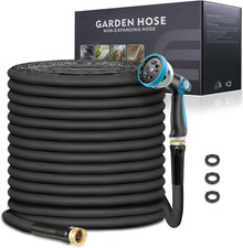 Non-Expandable Garden Hose 75Feet, Flexible Water Hose with 10 Function Hose Noz