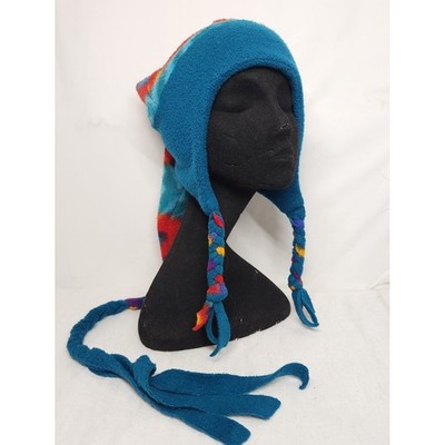Vintage Fleece Auntie Ems Outerwear Geometric Funky Long Jester Beanie Vintage 1980s 90s Fun Ski Winter Fun Fleece Hat - Jester  main image 4