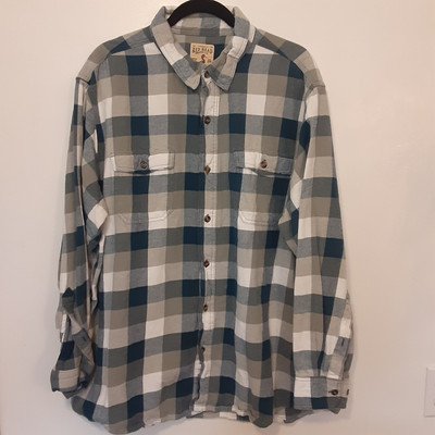 Red Head Brand Flannel Mens 2XL Blue White Collared Long Sleeve Button Up XXL
