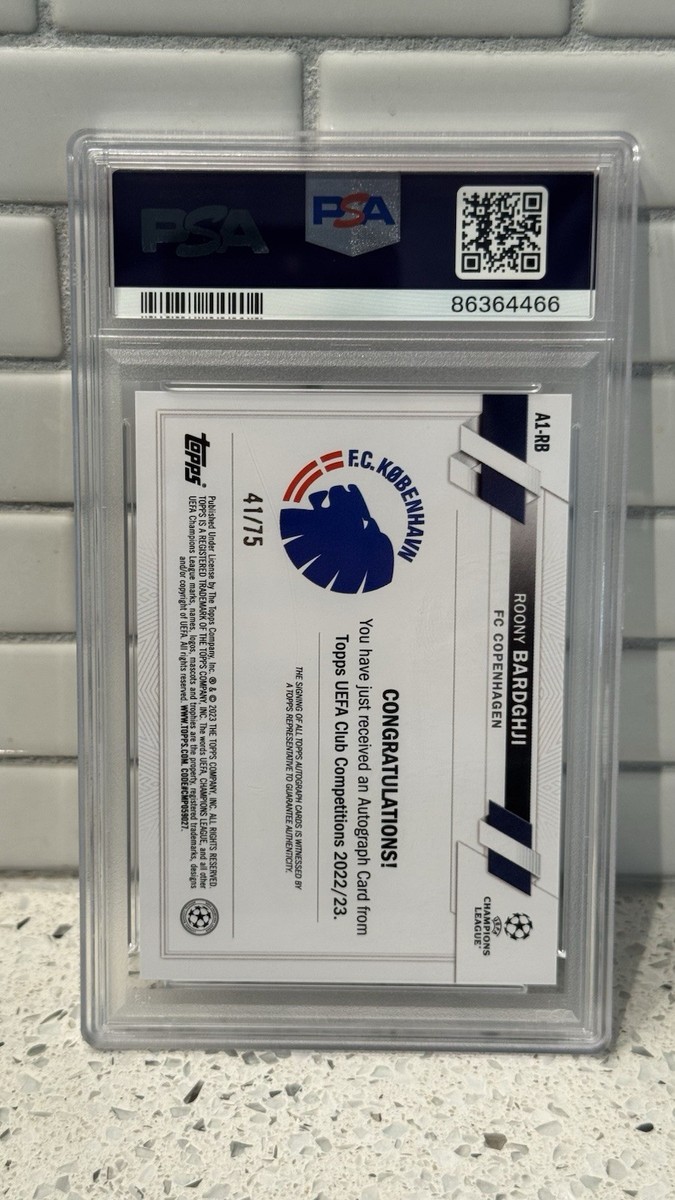 2022-23 Topps 1st Edition Roony Bardghji Rookie Auto /75 PSA 9