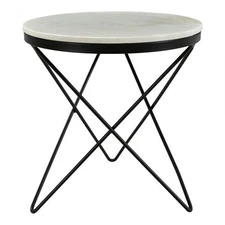 Moe's Home Collection Haley Contemporary Marble Side Table in White/Black
