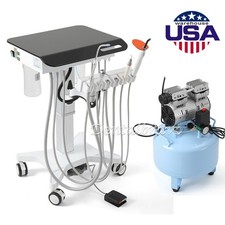 Dental Mobile Delivery Unit Cart Adjustable /40L Silent Oil-Free Air Compressor