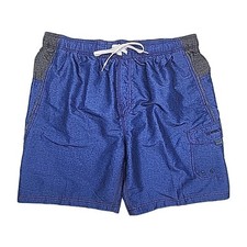 Speedo Swim Shorts Trunks Mesh Lined Men Sz XXL 2XL Blue Gray Cargo Pockets