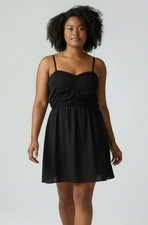 Torrid 4 Black Ruched Front Smocked Back Strapless Mini Sundress Dress, 4X 26