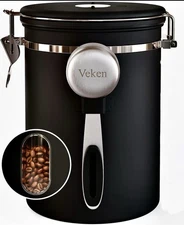Veken Coffee Canister 22oz Airtight Stainless Steel Food Storage Container wi...
