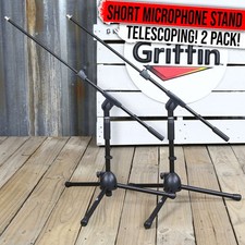 Short Mic Stand 2x BUNDLE | Telescoping Boom Guitar Amplifiers Bass Drum Desktop