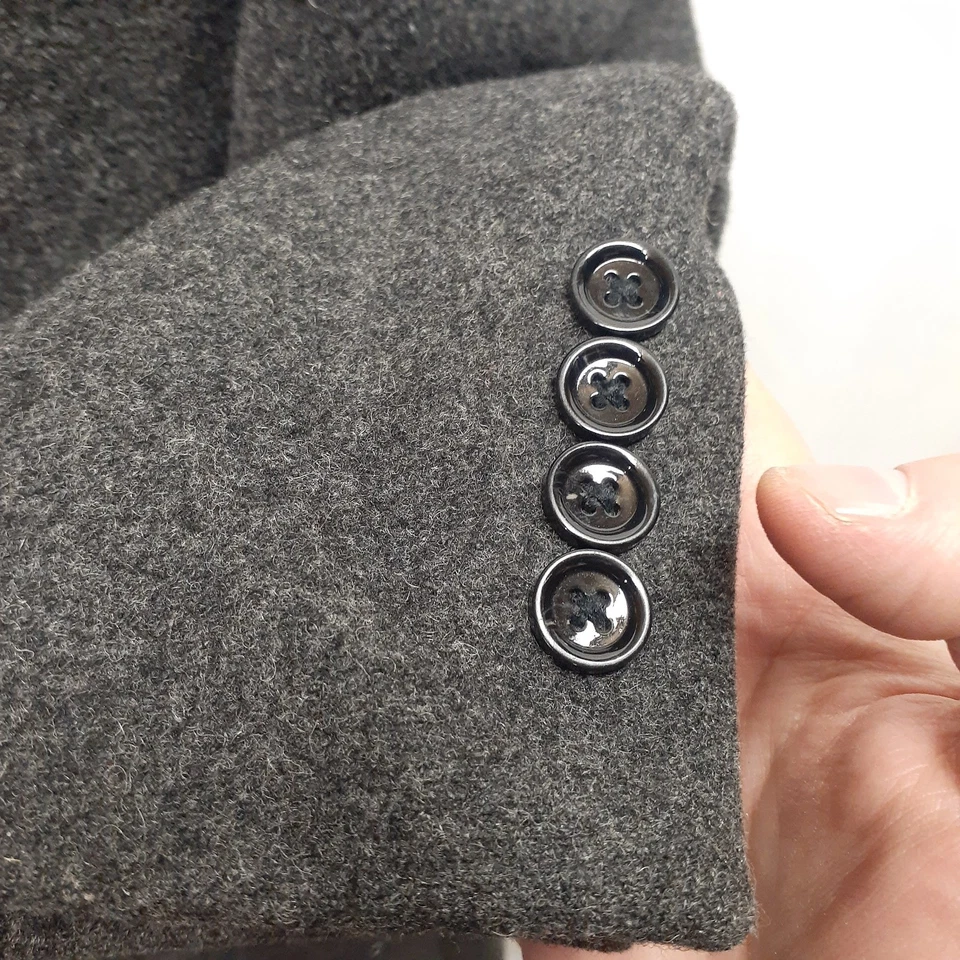 J. Crew Wool Blend Flannel Topcoat Overcoat Mens 40 Short Jacket Quilted Lining - Image 4 of 4