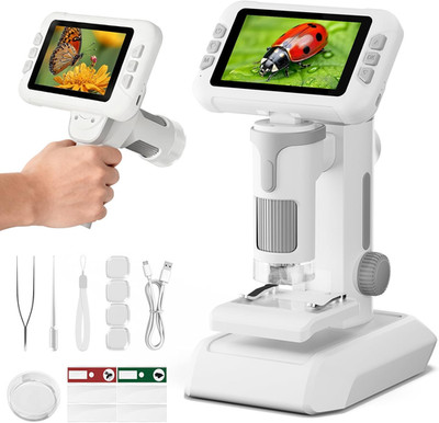 1600X Mikroskop für Kinder, 4K 4,0'' Digital Screen Kindermikroskope mit Objektträgern K