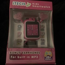 Kids Pink Smartwatch - Touch Screen - Swivel Camera - MP3 Player w Heart Earbuds
