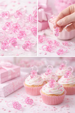 TRANSLUCENT PINK PACIFIERS plastic 36 ct, 2.5''