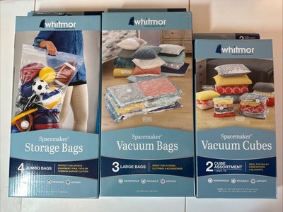 Whitmor Spacemaker Vacuum Bags Lot- NIB, 3 Lg & 4 Jumbo bags; 1 lg & 1 XL Cube