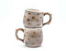 Set of Fitz & Floyd Demitasse Cups - Owls Collection Spotted with Branch Handle