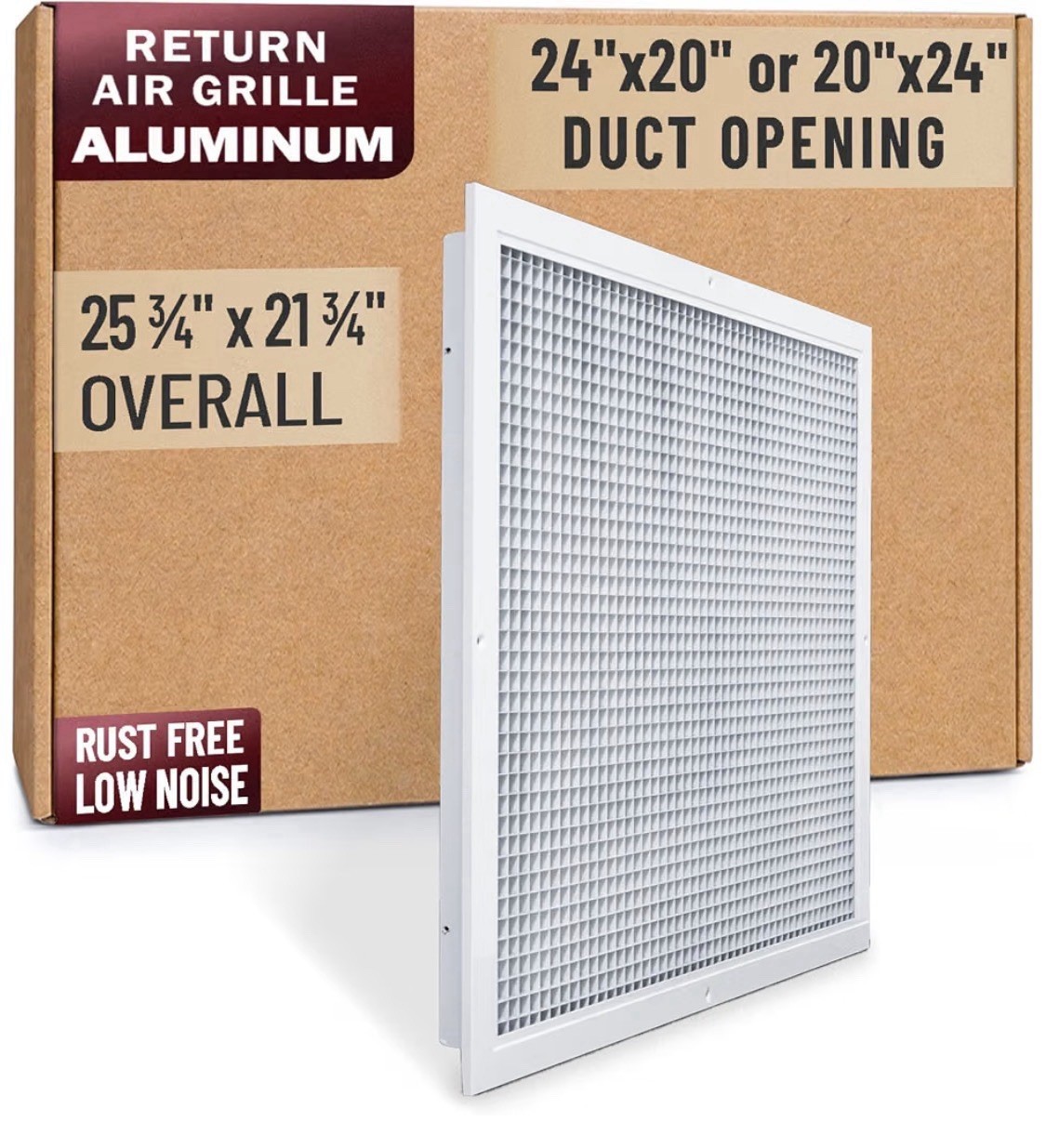 Fits 24x20 and 20x24 Duct Opening Aluminum Eggcrate Return Air Grille
