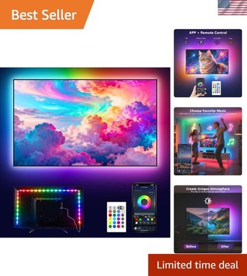 Smart Home-Ready 8.2ft LED TV Backlight with Bluetooth & Multi-Color Effects