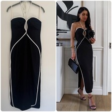 Farm Rio Black And White Cut-Out Midi Dress