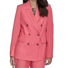 DKNY Women's Double-Breasted Peak-Lapel Blazer pink