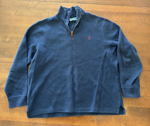 Polo Ralph Lauren 1/4 Zip Pullover Sweater Mens Navy L Used Excellent Condition