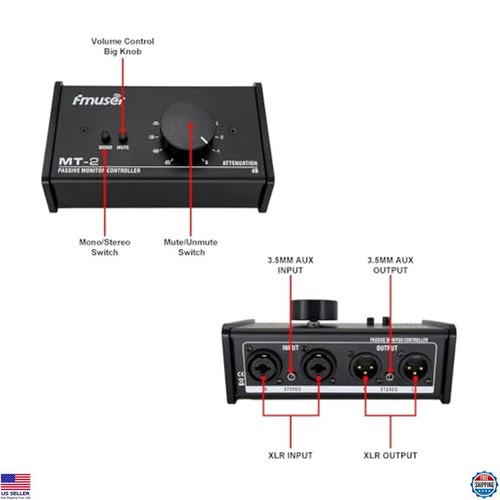 Controlador de monitor de estudio pasivo Big Knob - Control de volumen profesional para - Imagen 4 de 7