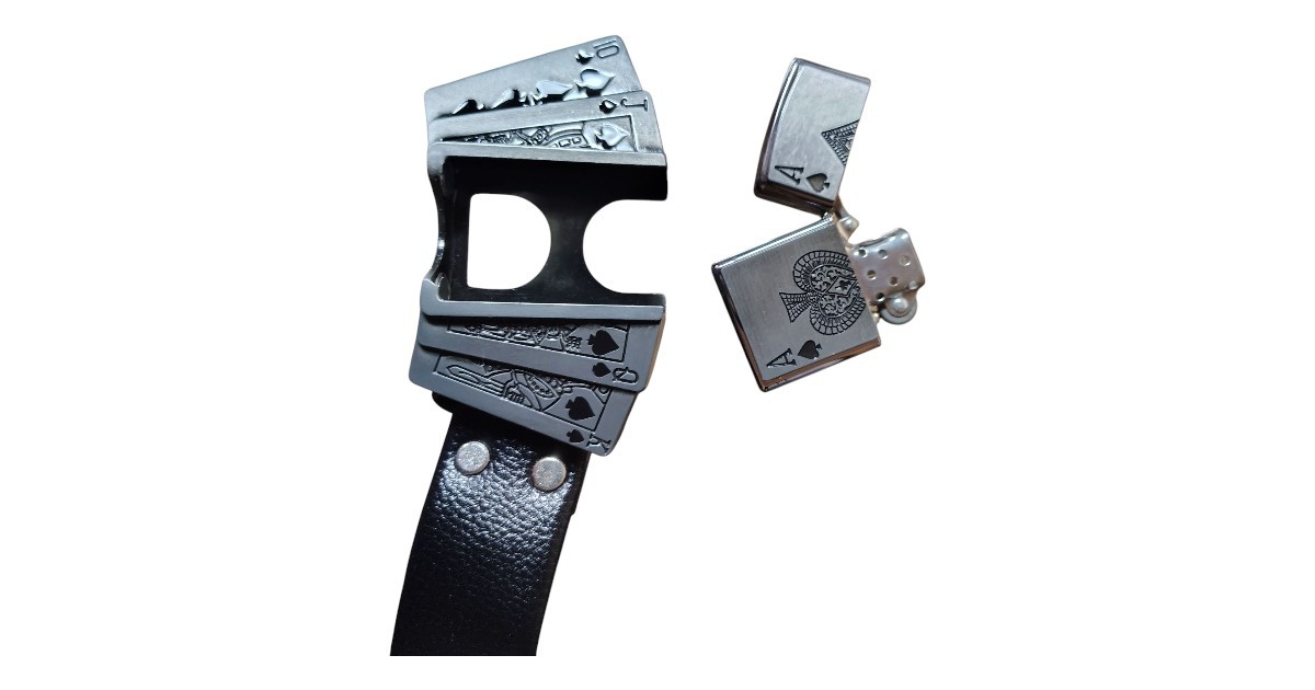 Poker Ace Lighter Belt Buckle Combo | Detachable Buckle | Fits 36&ndash;40 | $21.99