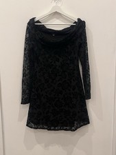 Wild Fable Dress Womens M Black Velvet Burnout Mini Fit and Flare Goth Witchy