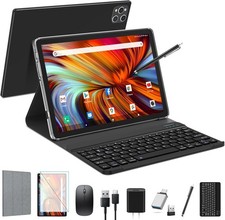 Android Tablet 2025 Latest 10 inch with Keyboard,128GB ROM 16GB Black